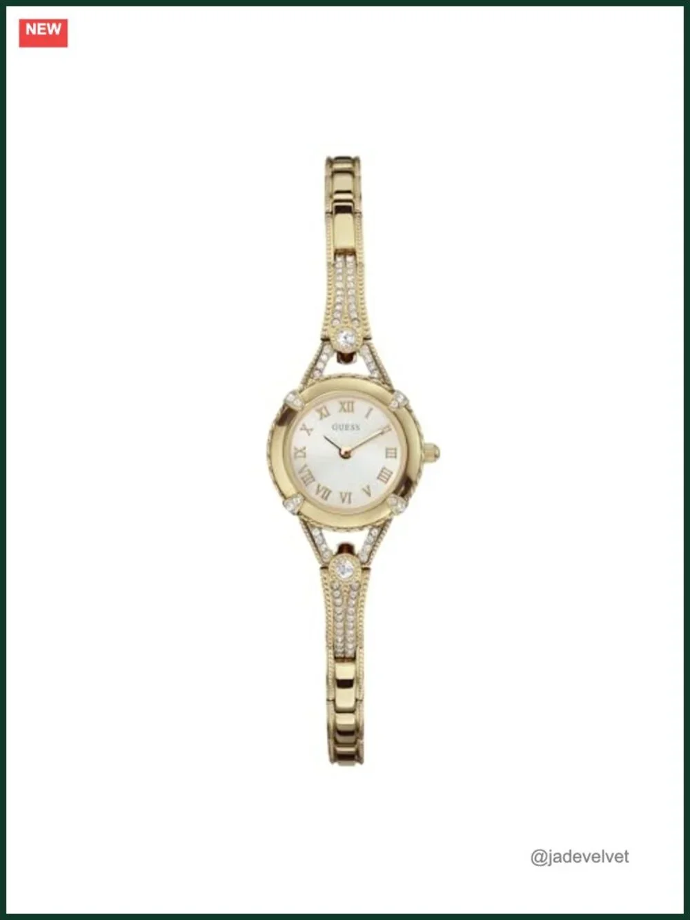 GUESS Petite Silver-Tone Crystal Bracelet Watch, Roman Numerals, 22mm Quartz